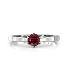 Charger l'image dans la galerie, Solitaire en or blanc palladié 750 serti d'une rhodolite de 4,5 mm