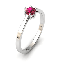 Charger l'image dans la galerie, Solitaire en or blanc palladié 750 serti d'un Rubis de 4,5 mm