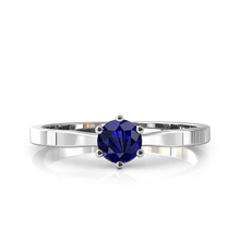 Charger l'image dans la galerie, Solitaire en or blanc palladié 750 serti d'un Saphir de 4,5 mm