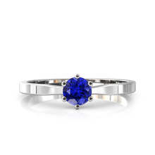 Charger l'image dans la galerie, Solitaire en or blanc palladié 750 serti d'une tanzanite de 4,5 mm