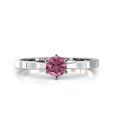 Charger l'image dans la galerie, Solitaire en or blanc palladié 750 serti d'une tourmaline de 4,5 mm