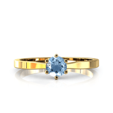 Charger l'image dans la galerie, Solitaire en or jaune 750 serti d'une Aigue-marine de 4,5 mm