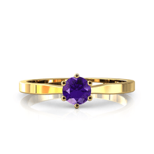 Charger l'image dans la galerie, Solitaire en or jaune 750 serti d'une améthyste de 4,5 mm