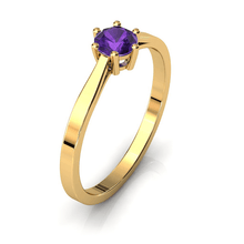 Charger l'image dans la galerie, Solitaire en or jaune 750 serti d'une améthyste de 4,5 mm