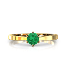 Charger l'image dans la galerie, Solitaire en or jaune 750 serti d'une Emeraude de 4,5 mm