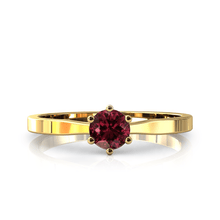 Charger l'image dans la galerie, Solitaire en or jaune 750 serti d'une rhodolite de 4,5 mm
