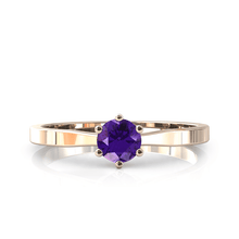 Charger l'image dans la galerie, Solitaire en or rose 750 serti d'une améthyste de 4,5 mm
