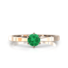 Charger l'image dans la galerie, Solitaire en or rose 750 serti d'une Emeraude de 4,5 mm