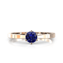 Charger l'image dans la galerie, Solitaire en or rose 750 serti d'un Saphir de 4,5 mm