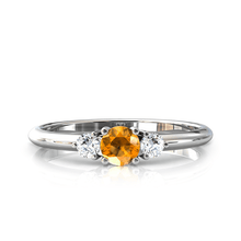 Charger l'image dans la galerie, Solitaire épaulé en or blanc palladié 750 serti d'un grenat Spessartite central de 4 mm