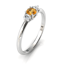 Charger l'image dans la galerie, Solitaire épaulé en or blanc palladié 750 serti d'un grenat Spessartite central de 4 mm