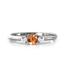 Charger l'image dans la galerie, Solitaire épaulé en or blanc palladié 750 serti d'une Citrine centrale de 4 mm