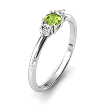 Charger l'image dans la galerie, Solitaire épaulé en or blanc palladié 750 serti d'un Péridot central de 4 mm