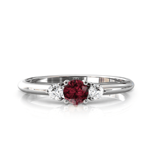 Charger l'image dans la galerie, Solitaire épaulé en or blanc palladié 750 serti d'un Grenat Rhodolite central de 4 mm