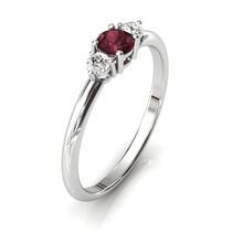 Charger l'image dans la galerie, Solitaire épaulé en or blanc palladié 750 serti d'un Grenat Rhodolite central de 4 mm