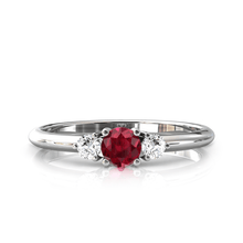 Charger l'image dans la galerie, Solitaire épaulé en or blanc palladié 750 serti d'un Rubis central de 4 mm