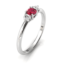 Charger l'image dans la galerie, Solitaire épaulé en or blanc palladié 750 serti d'un Rubis central de 4 mm