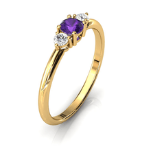 Charger l'image dans la galerie, Solitaire épaulé en or jaune 750 serti d'une Améthyste centrale de 4 mm