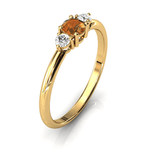 Charger l'image dans la galerie, Solitaire épaulé en or jaune 750 serti d'une Citrine centrale de 4 mm