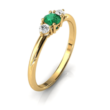 Charger l'image dans la galerie, Solitaire épaulé en or jaune 750 serti d'une Emeraude centrale de 4 mm