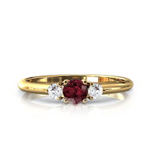 Charger l'image dans la galerie, Solitaire épaulé en or jaune 750 serti d'un Grenat Rhodolite central de 4 mm