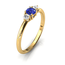 Charger l'image dans la galerie, Solitaire épaulé en or jaune 750 serti d'une Tanzanite centrale de 4 mm