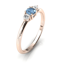 Charger l'image dans la galerie, Solitaire épaulé en or rose 750 serti d'une Aigue-marine centrale de 4 mm