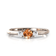 Charger l'image dans la galerie, Solitaire épaulé en or rose 750 serti d'une Citrine centrale de 4 mm