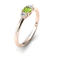 Charger l'image dans la galerie, Solitaire épaulé en or rose 750 serti d'un Péridot central de 4 mm