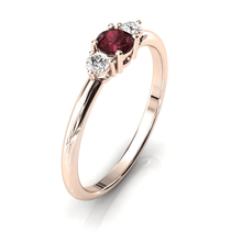 Charger l'image dans la galerie, Solitaire épaulé en or rose 750 serti d'un Grenat Rhodolite central de 4 mm