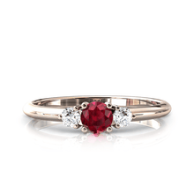 Charger l'image dans la galerie, Solitaire épaulé en or rose 750 serti d'un Rubis central de 4 mm