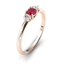 Charger l'image dans la galerie, Solitaire épaulé en or rose 750 serti d'un Rubis central de 4 mm