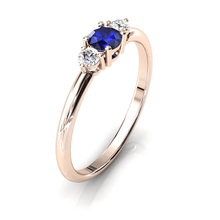 Charger l'image dans la galerie, Solitaire épaulé en or rose 750 serti d'un Saphir central de 4 mm