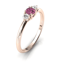 Charger l'image dans la galerie, Solitaire épaulé en or rose 750 serti d'une Tourmaline centrale de 4 mm