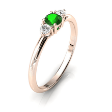 Charger l'image dans la galerie, Solitaire épaulé en or rose 750 serti d'un grenat Tsavorite central de 4 mm