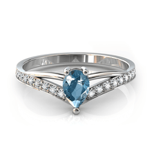 Charger l'image dans la galerie, Solitaire en or blanc palladié 750 serti d'une Aigue-marine en taille poire