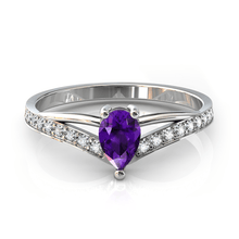 Charger l'image dans la galerie, Solitaire en or blanc 750 serti d'une Améthyste en taille poire