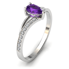 Charger l'image dans la galerie, Solitaire en or blanc 750 serti d'une Améthyste en taille poire