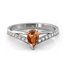 Charger l'image dans la galerie, Solitaire en or blanc 750 serti d'une Citrine en taille poire