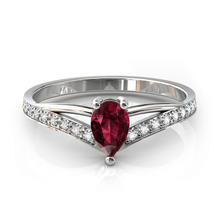 Charger l'image dans la galerie, Solitaire en or blanc 750 serti d'un grenat Rhodolite en taille poire