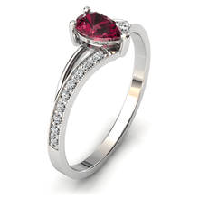Charger l'image dans la galerie, Solitaire en or blanc 750 serti d'un grenat Rhodolite en taille poire