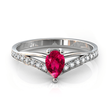 Charger l'image dans la galerie, Solitaire en or blanc 750 serti d'un Rubis en taille poire