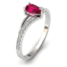 Charger l'image dans la galerie, Solitaire en or blanc 750 serti d'un Rubis en taille poire