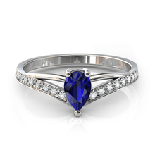 Charger l'image dans la galerie, Solitaire en or blanc 750 serti d'un Saphir en taille poire