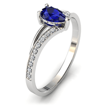 Charger l'image dans la galerie, Solitaire en or blanc 750 serti d'un Saphir en taille poire