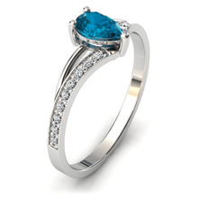 Charger l'image dans la galerie, Solitaire en or blanc 750 serti d'une Topaze Blue London en taille poire