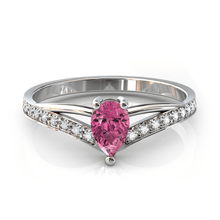 Charger l'image dans la galerie, Solitaire en or blanc 750 serti d'une Tourmaline en taille poire