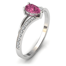 Charger l'image dans la galerie, Solitaire en or blanc 750 serti d'une Tourmaline en taille poire