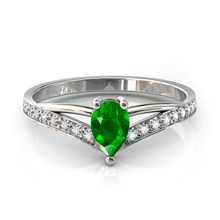Charger l'image dans la galerie, Solitaire en or blanc 750 serti d'un grenat Tsavorite en taille poire