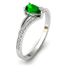 Charger l'image dans la galerie, Solitaire en or blanc 750 serti d'un grenat Tsavorite en taille poire